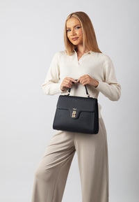 Estelle Genuine Leather Handbag (Black)
