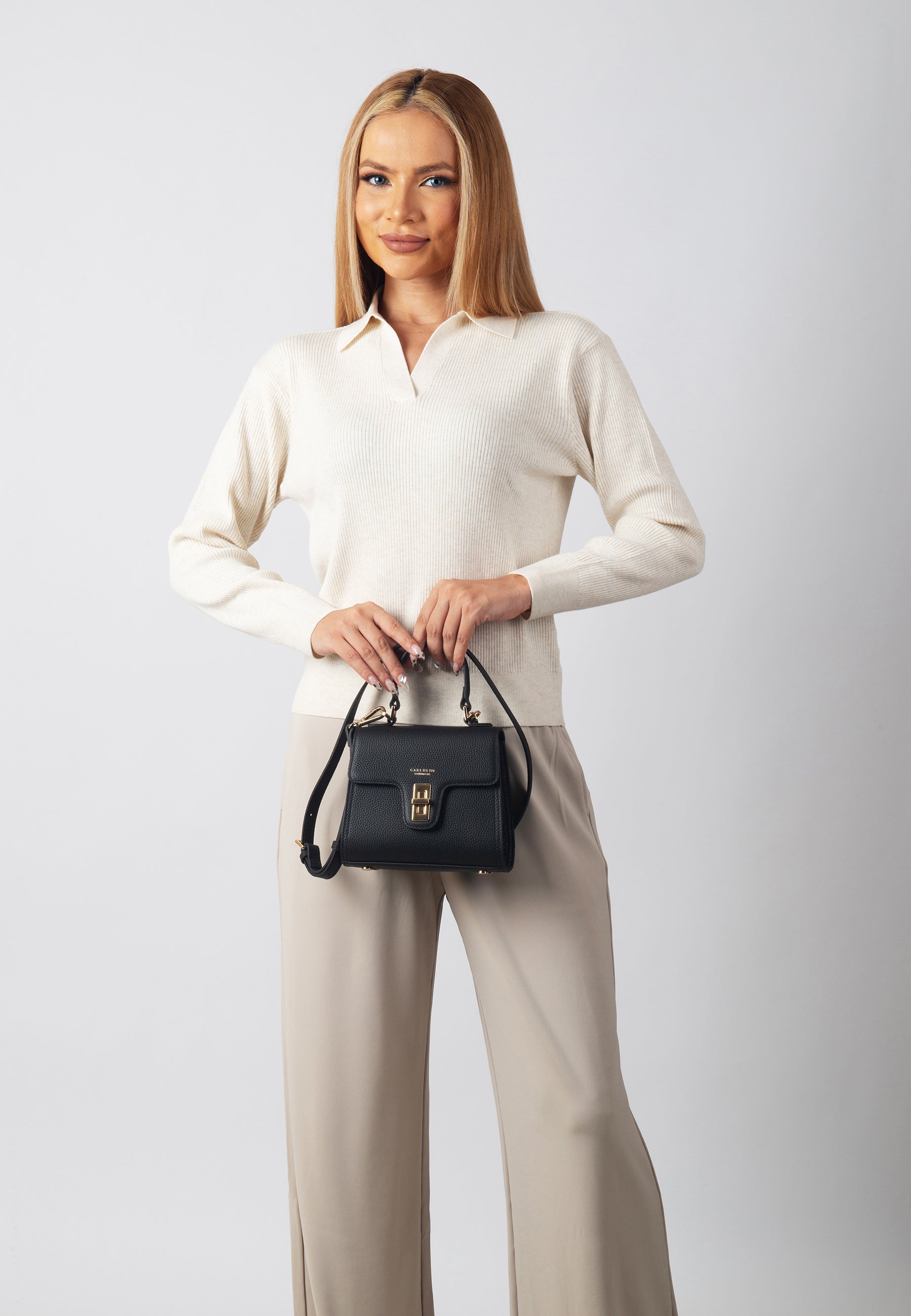 Chloe Genuine Leather Handbag (Black)