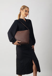 Victoria Genuine Leather Handbag (Brown)