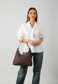 Vera Genuine Leather Handbag (Brown)