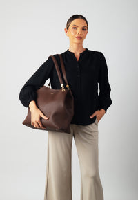 Stella Genuine Leather Handbag (Brown)