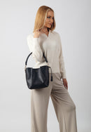 Adaline Genuine Leather Handbag (Black)