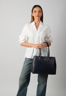 Selena Genuine Leather Handbag (Black)