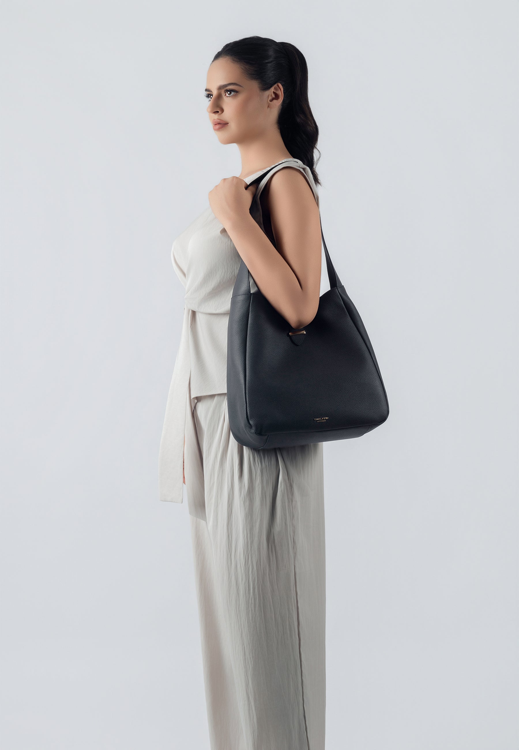 Ellie Genuine Leather Handbag (Black)