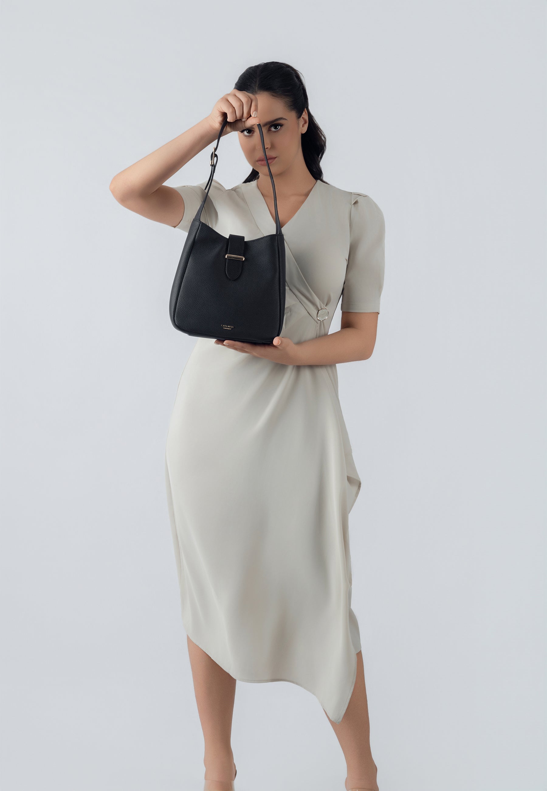 Emily Genuine Leather Handbag (Black)