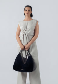Eliana Suede Handbag (Black)