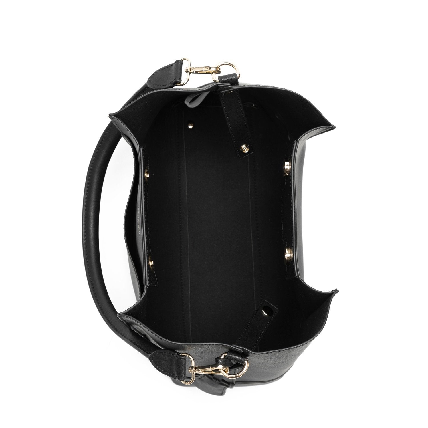 Velvet Genuine Leather Handbag (Black)